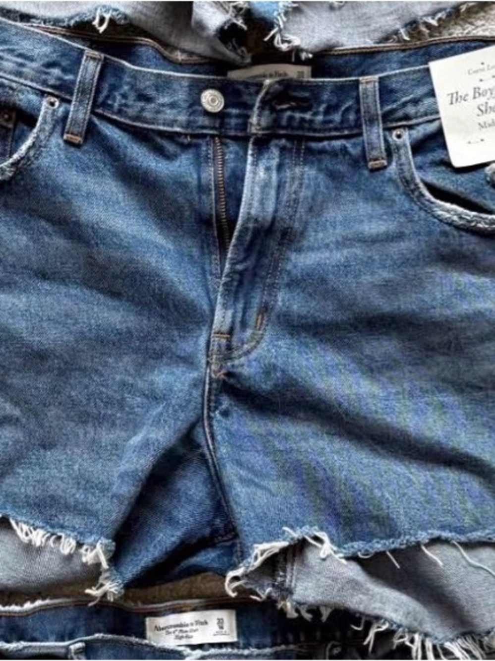 Abercrombie & Fitch Distressed Blue Denim The Boyfriend Shorts